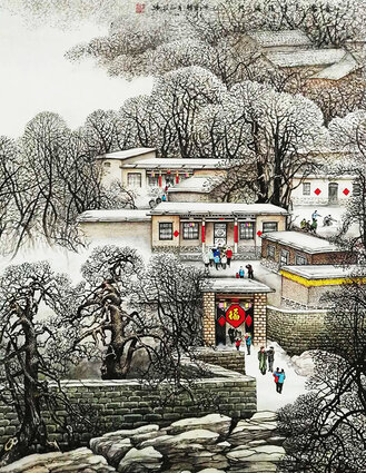吕程远作品3《春满乾坤福满门》73cmX61cm 1993年